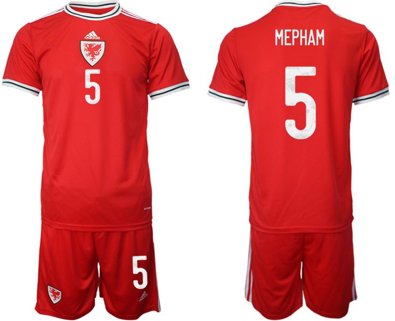 Men 2022 World Cup National Team Welsh home red #5 Soccer Jersey